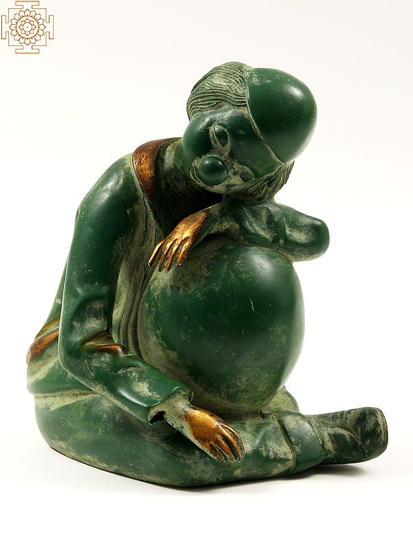 6" Sitting Circus Clown with a Ball | Brass Statue