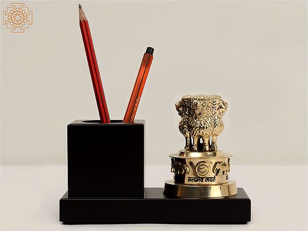 5" Small Ashok Stambh with Wooden Pen Stand