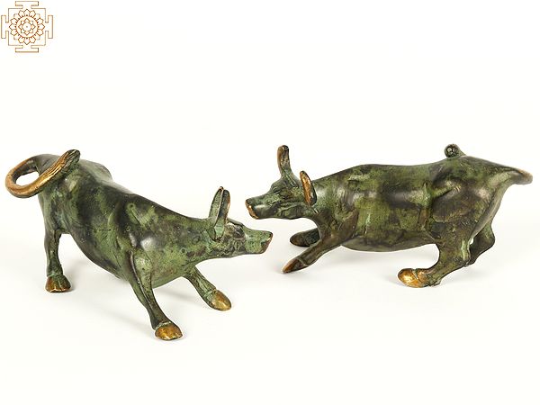 5" Small Brass Pair of Bull | Home Decor