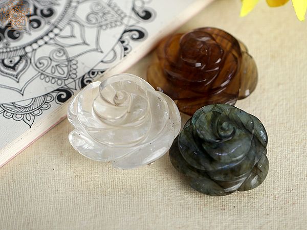 2" Small Decorative Gemstone Flower Set | Home Decor