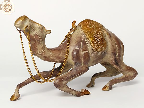 12" Seated Brass Camel Figurine | Decorative Piece