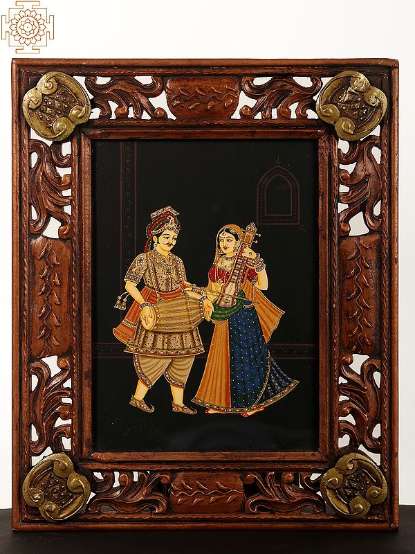 Traditional Indian Musician Painting with Wooden Frame