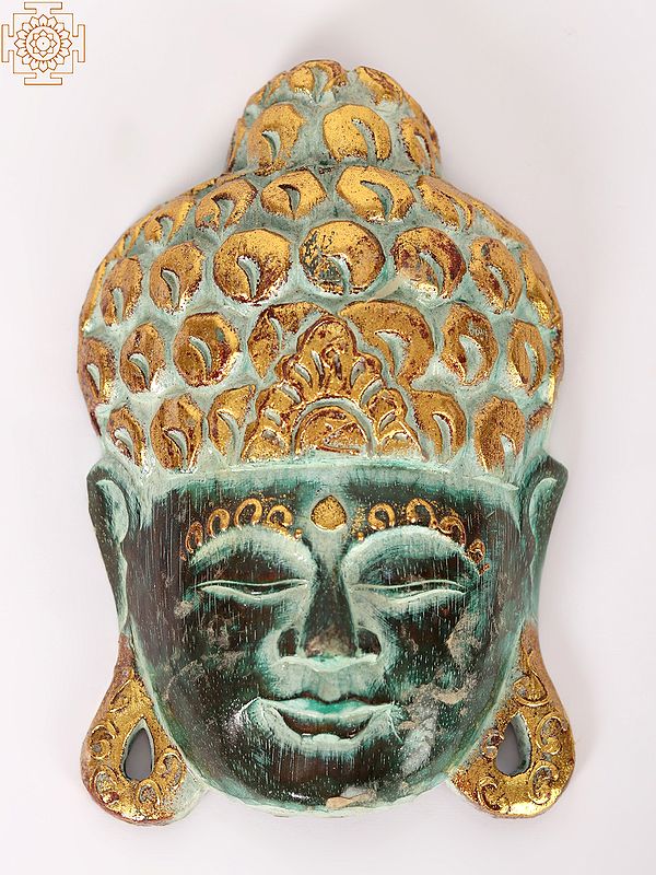 8" Wooden Lord Buddha Mask Wall Hanging