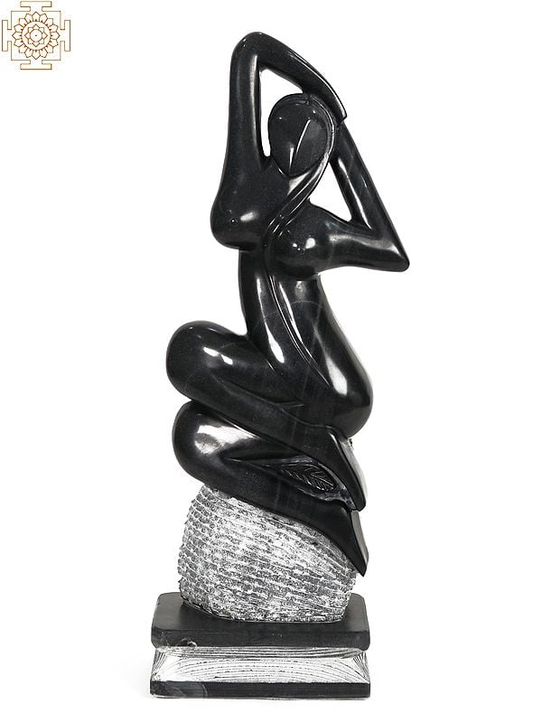 36" Temptress Modern Art Sculpture in Black Stone