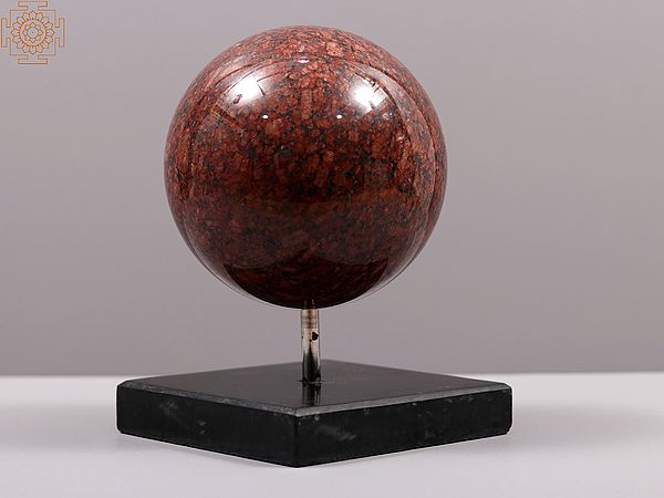 11" Red Granite Ball on Black Granite Base