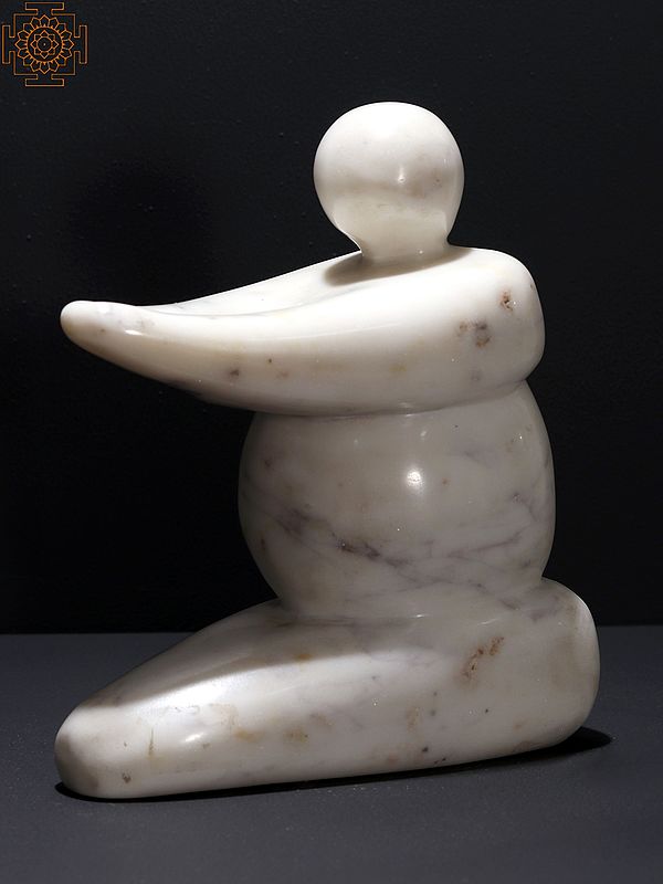 10" Yoga Sculpture in White Marble