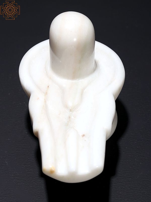 7" Shiva Linga in White Marble
