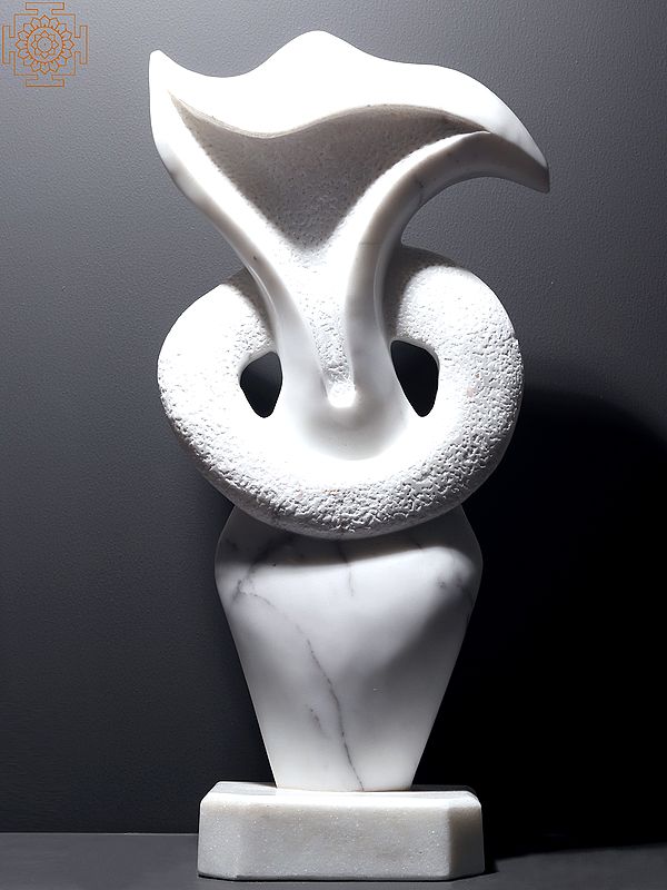 21" White Marble Abstract Sculpture