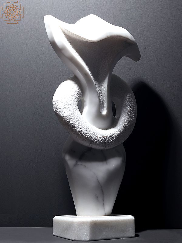 21" White Marble Abstract Sculpture Exotic India Art
