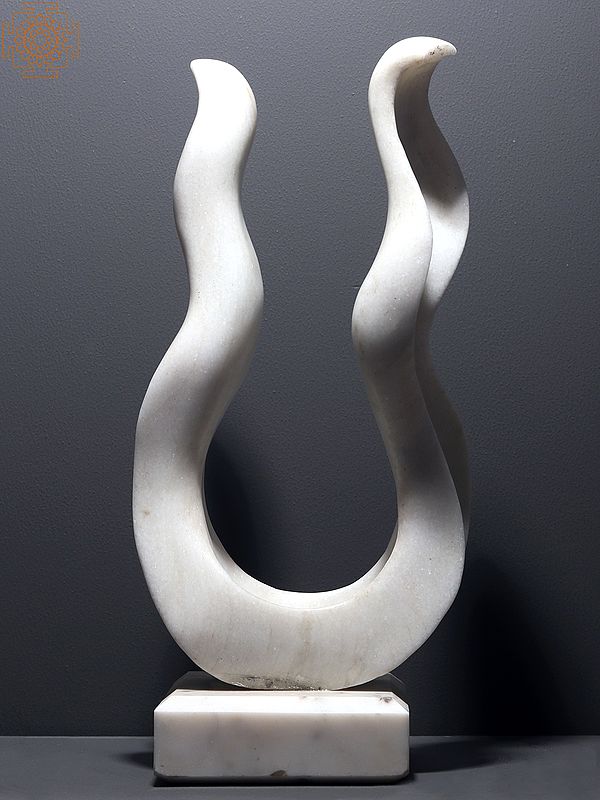 17" White Marble Abstract Sculpture