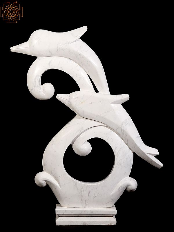 48" Playful Dolphins Figurine | Modern Art Sculpture