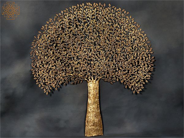 46" Beautiful Tree Wall Hanging In Brass | Home Decor