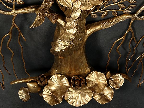 52 Large Brass Tree of Life with Perched Birds, Wall Hanging