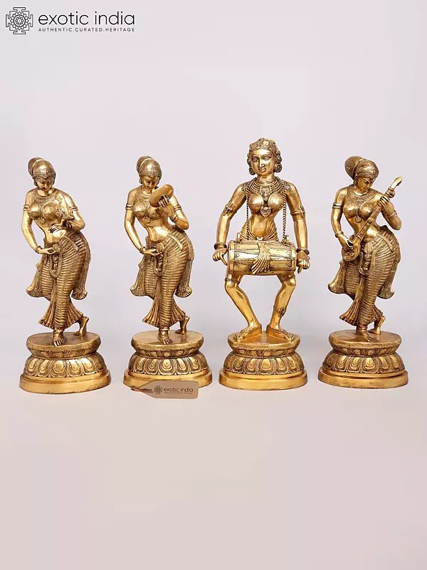 39" Brass Classical Dancers & Musicians - Set of 4 Statues