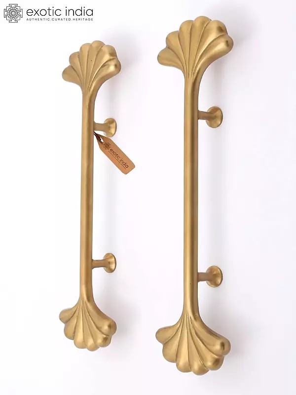 18" Brass Fan Design Pull Handles - Set of 2