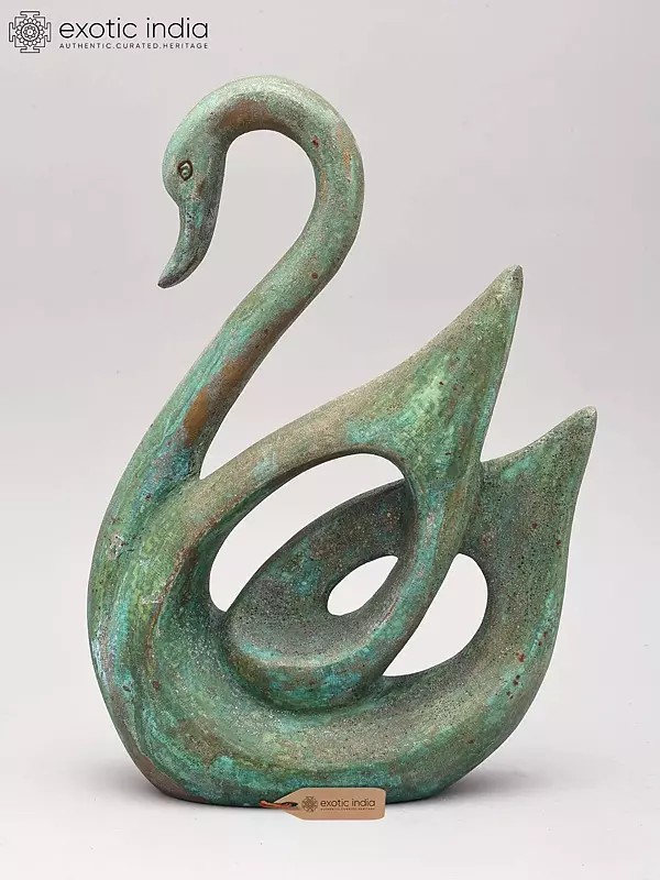 11" Brass Swan Sculpture for Table Decor