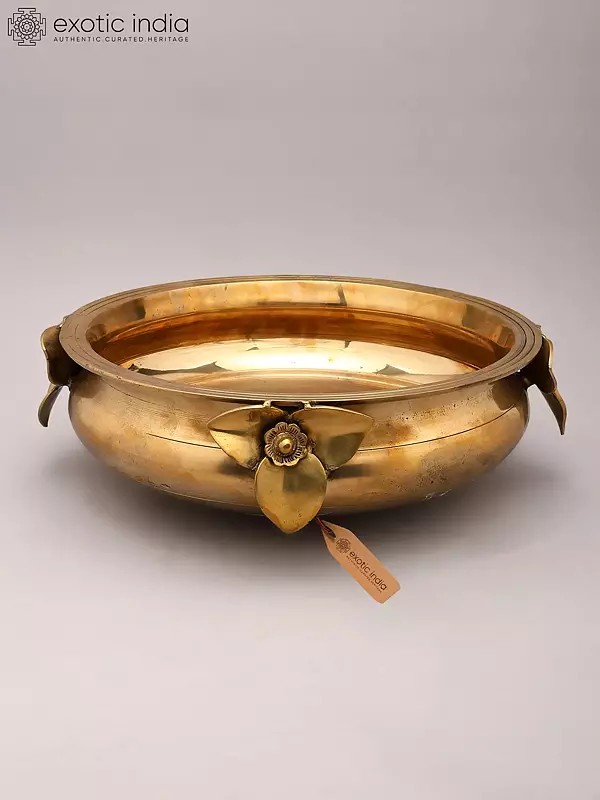 15" Designer Brass Urli Bowl for Home Decor