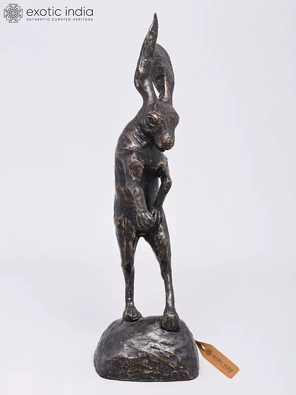 Brass Rabbit Sculpture - 18 Inches Tall