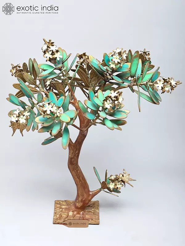 Large 32" Brass Tree Sculpture with Butterflies