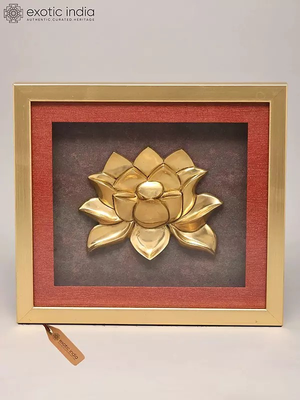 Brass Lotus Wall Art - 12" Framed Piece
