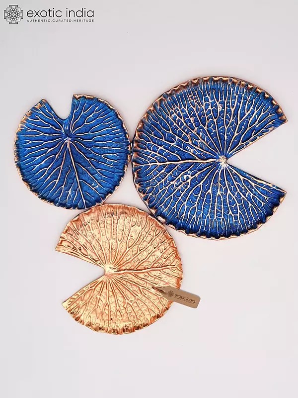 Green & Gold Brass Lily Pad Decorative Tray