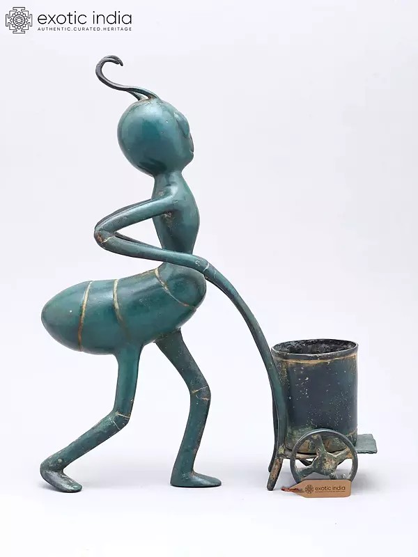 Brass Ant Sculpture: "Little Worker, Big Strength" for Table Display