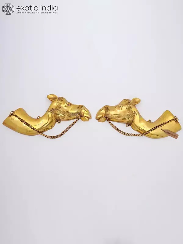 Decorative Brass Camel Head Wall Art - Set of 2