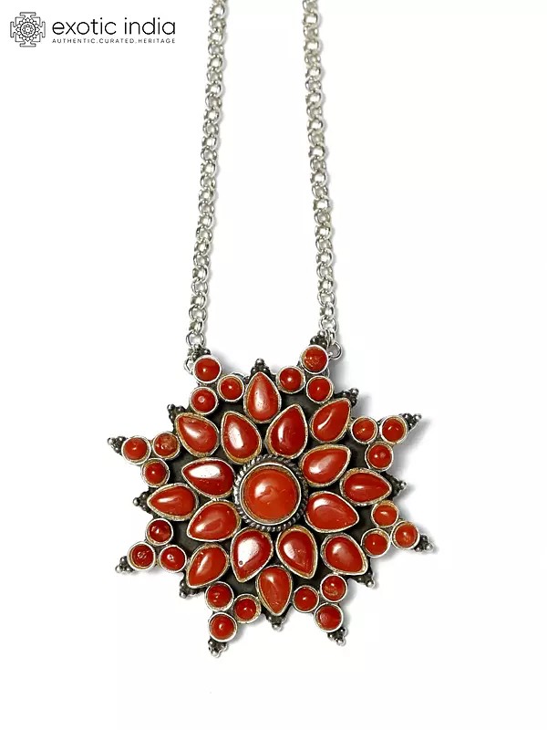 Beautiful Sterling Silver Pendant with Coral