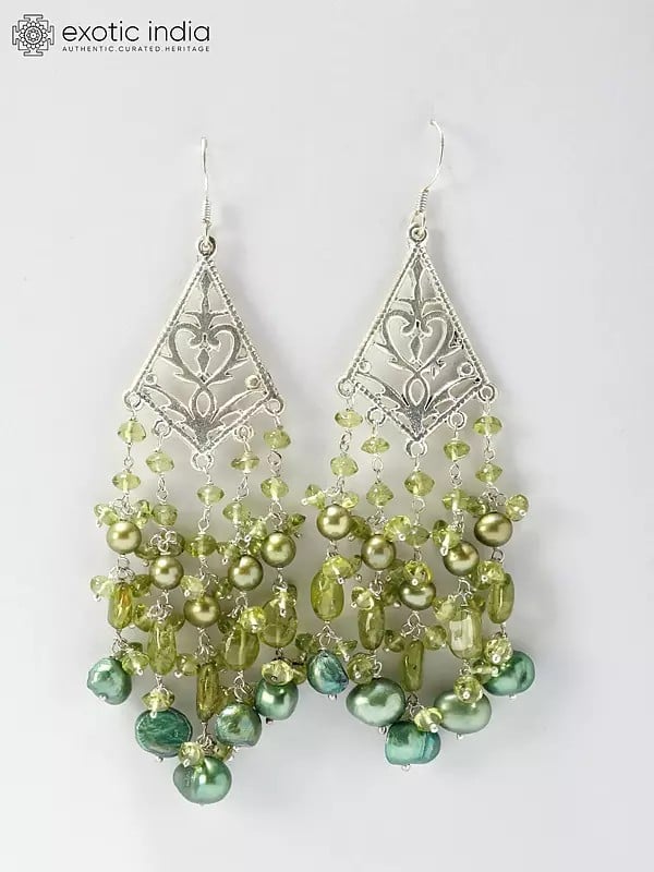 Faceted Peridot Chandelier Earrings | Sterling Silver Jewelry