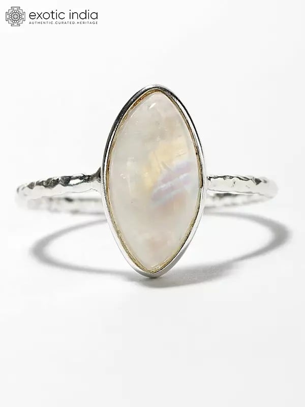 Marquise Cut Rainbow Moonstone Ring