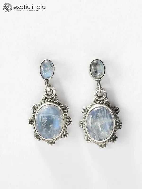 Rainbow Moonstone Earrings | Sterling Silver Jewelry