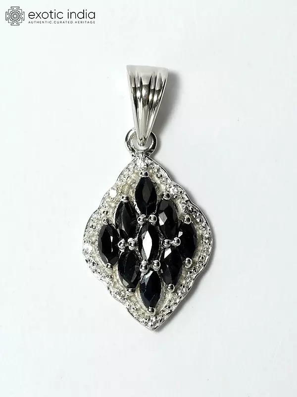 Marquise-Cut Faceted Blue Sapphire Pendant