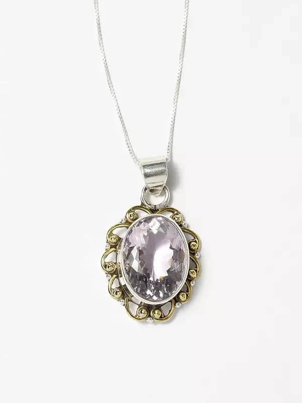 Faceted Oval Shaped Amethyst Pendant