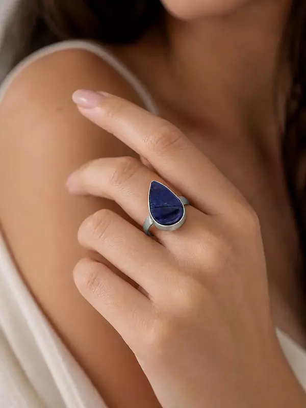 Sterling Silver Ring with Lapis Lazuli Gemstone
