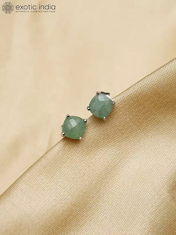 Faceted Chrysoprase Stud Earrings in Sterling Silver