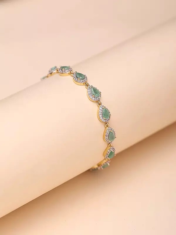Oval Shape Faceted Emerald Tennis Bracelet