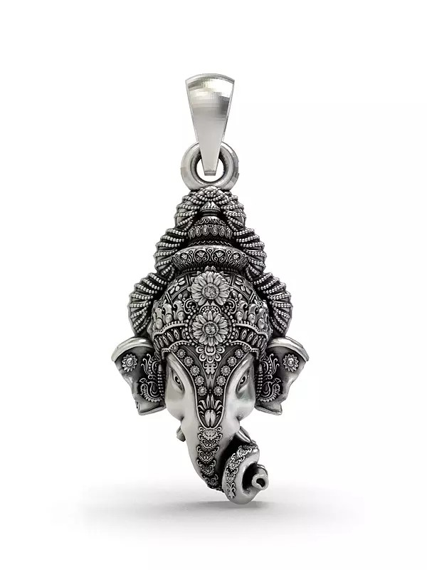 Sterling Silver Lord Ganesha Face Pendant