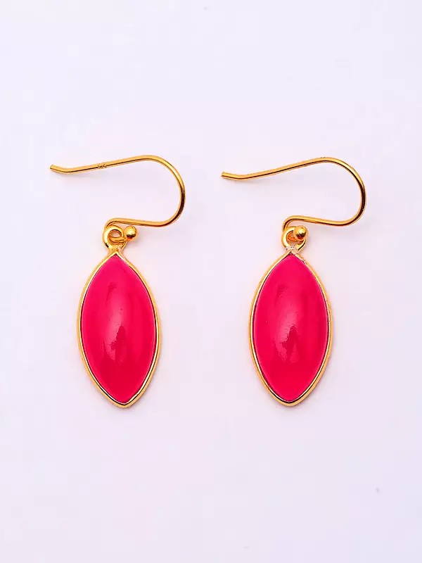 Marquise Cut Pink Fuchsia Chalcedony Earrings