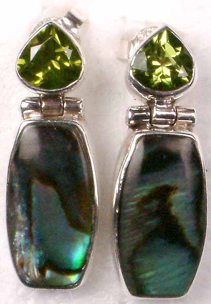 Abalone and Peridot Earrings