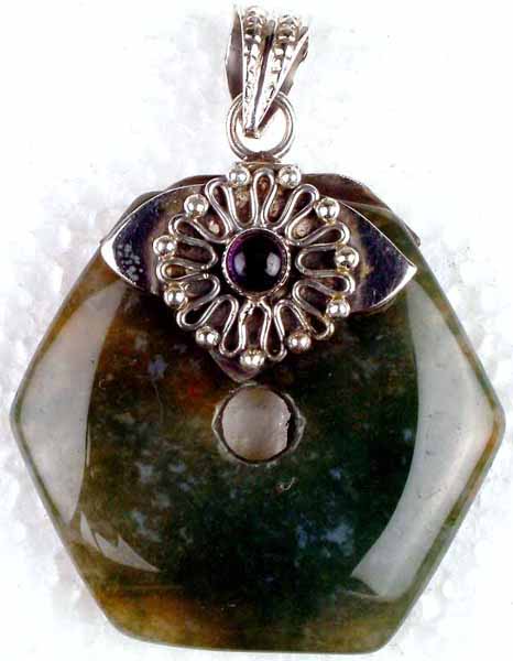 Agate Pendant with Amethyst