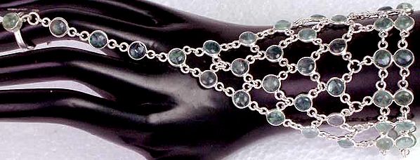 Apatite Bracelet with Attached Ring