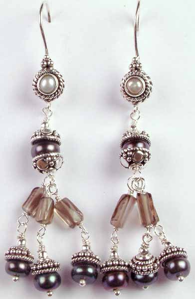 Black and White Pearls with Smoky Quartz