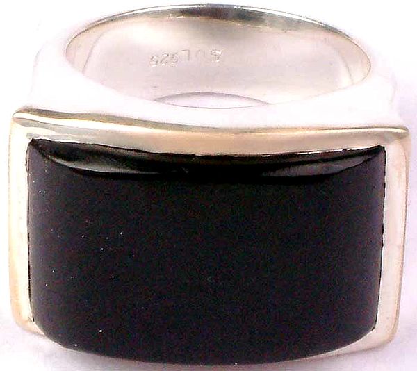 Black Onyx Rounded Rectangular Ring