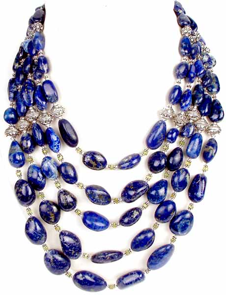 Chunky Lapis Lazuli Necklace with Peridot