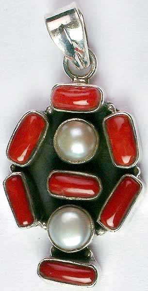 Coral and Pearl Pendant