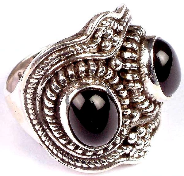 Double Stone Black Onyx Ring