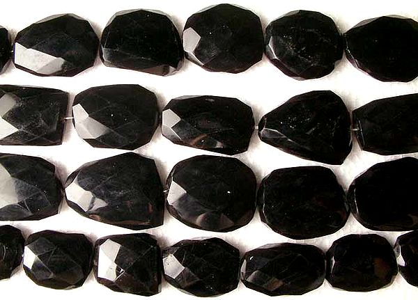 Faceted Black-Onyx Flat Tumbles