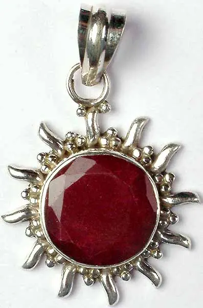 Faceted Circular Ruby Pendant