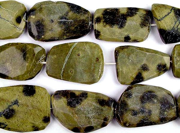 Faceted Green Tiger Eye Flat Tumbles