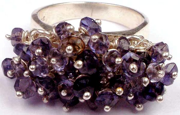 Faceted Iolite Gypsy Ring
